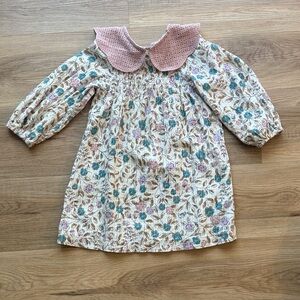 Zara Floral Kids Dress with Pink Collar